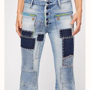 🔥Host Pick🔥Free People Flare Leg Patch Jeans RARE Sz 27